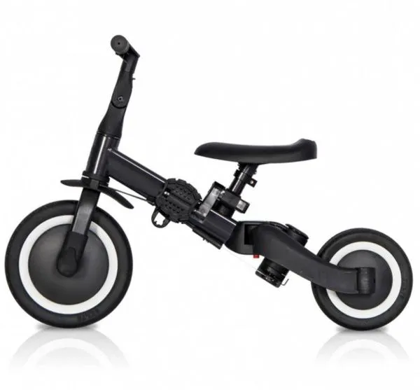Детский беговел-велосипед 8в1 с крышей и ручкой, черный - TR008C-BLACK