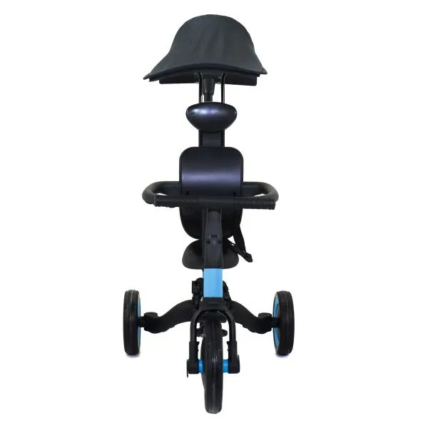 Детский беговел-велосипед 8в1 с крышей и ручкой, синий - TR008C-BLUE