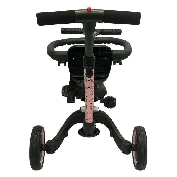 Детский беговел-велосипед 6в1 с родительской ручкой, розовый с рисунком - TR008-PINK-PAINT