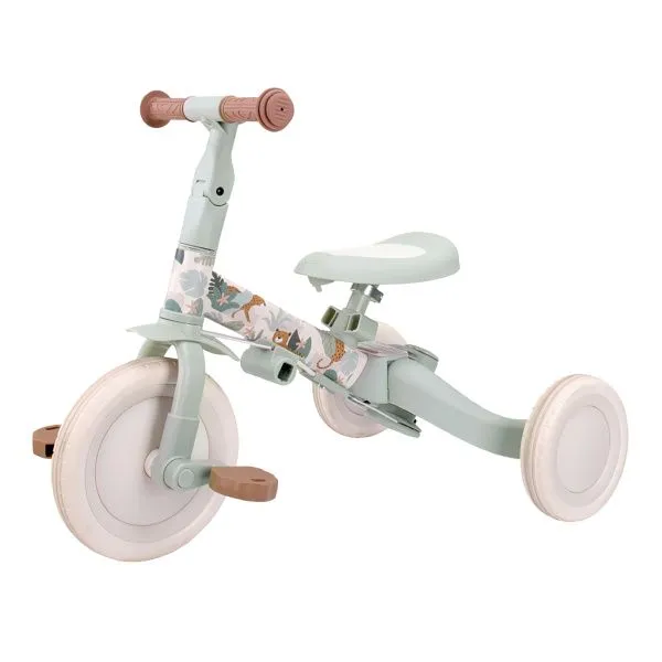 Детский беговел-велосипед 8в1 с крышей и ручкой, бежевый с рисунком - TR008C-BEIGE-PAINT