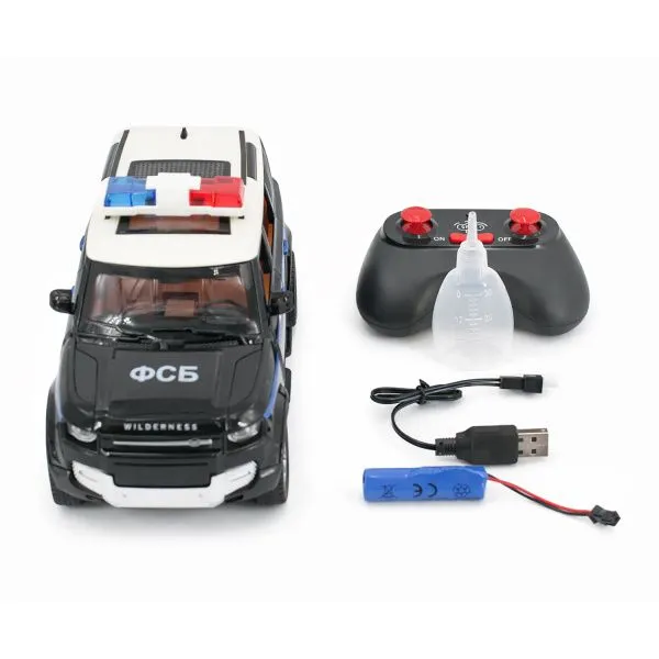 Радиоуправляемая металлическая полицейская машина Land Rover Defender 1:22 - HCL-3610-BLACK