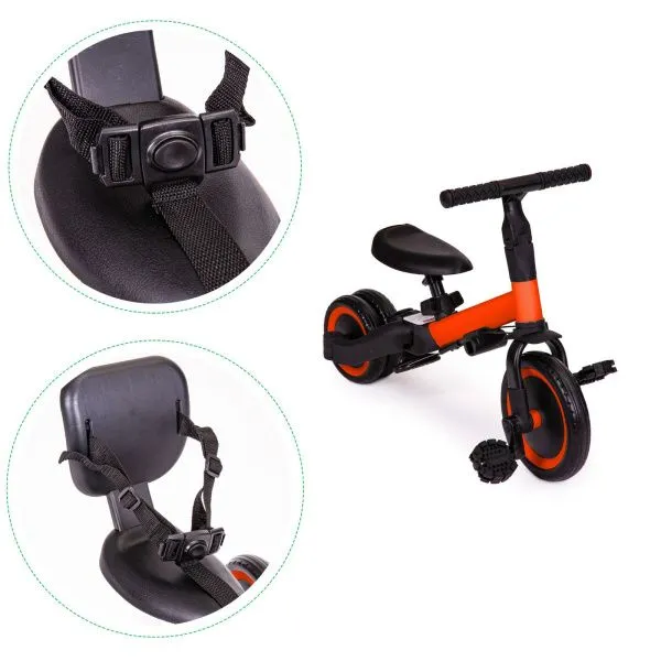 Детский беговел-велосипед 4в1 с родительской ручкой, красный - TR007-RED