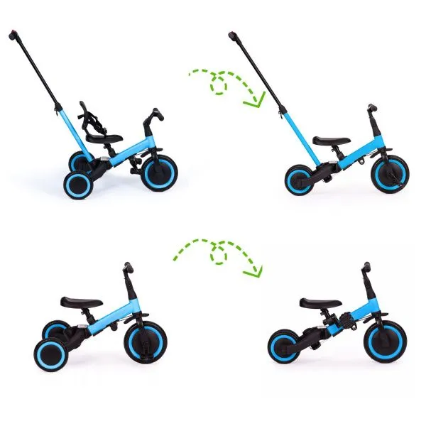 Детский беговел-велосипед 4в1 с родительской ручкой, синий - TR007-BLUE