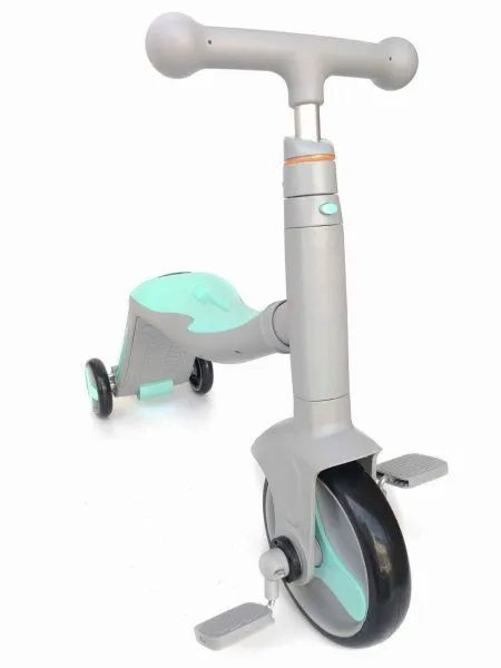 Детский самокат-беговел с музыкой 3в1 (самокат, беговел, велосипед) - FL-868 серо-синий