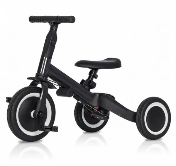 Детский беговел-велосипед 8в1 с крышей и ручкой, черный - TR008C-BLACK