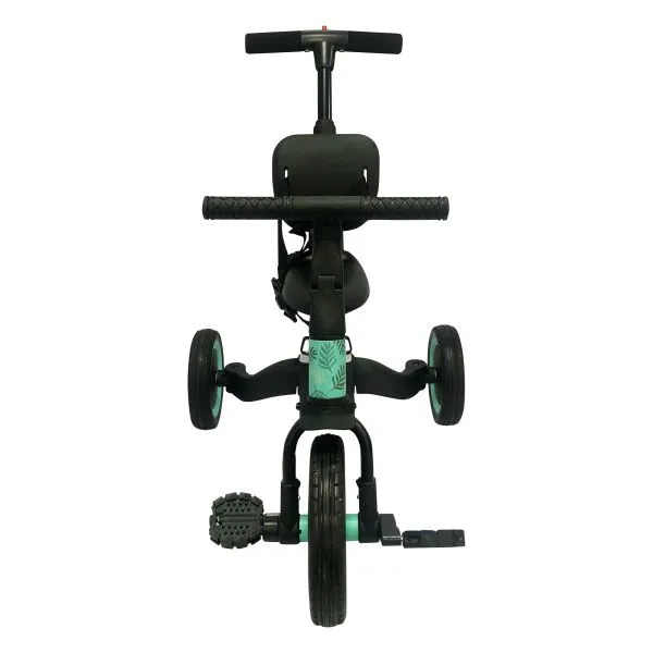 Детский беговел-велосипед 4в1 с родительской ручкой, зеленый с рисунком - TR007-CYAN-PAINT