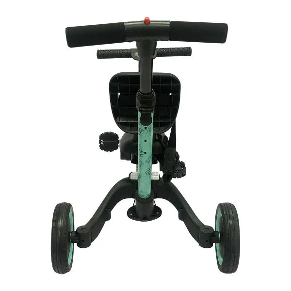 Детский беговел-велосипед 4в1 с родительской ручкой, зеленый с рисунком - TR007-CYAN-PAINT