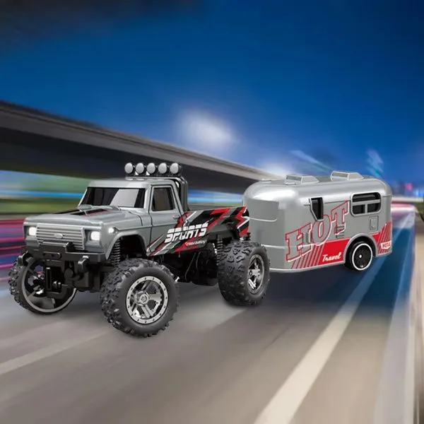 Радиоуправляемый металлический минитрак с прицепом 1:64 - HG4-80-GREY