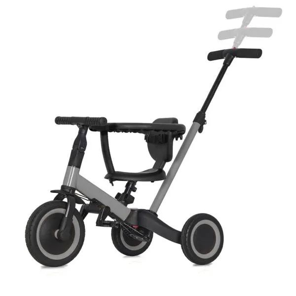 Детский беговел-велосипед 8в1 с крышей и ручкой, серый - TR008C-GREY