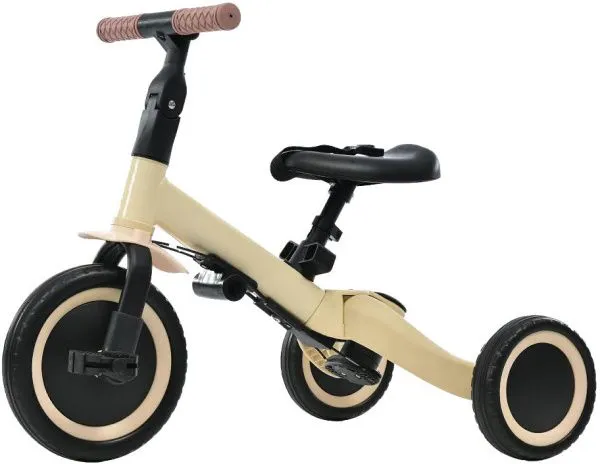 Детский беговел-велосипед 8в1 с крышей и ручкой, бежевый - TR008C-BEIGE