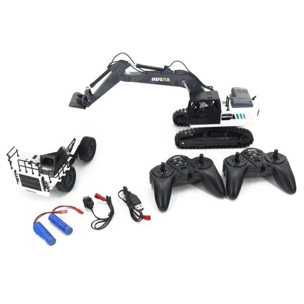 Радиоуправляемый набор экскаватор и самосвал Huina (свет, звук, акб, 1:24) - HN1559