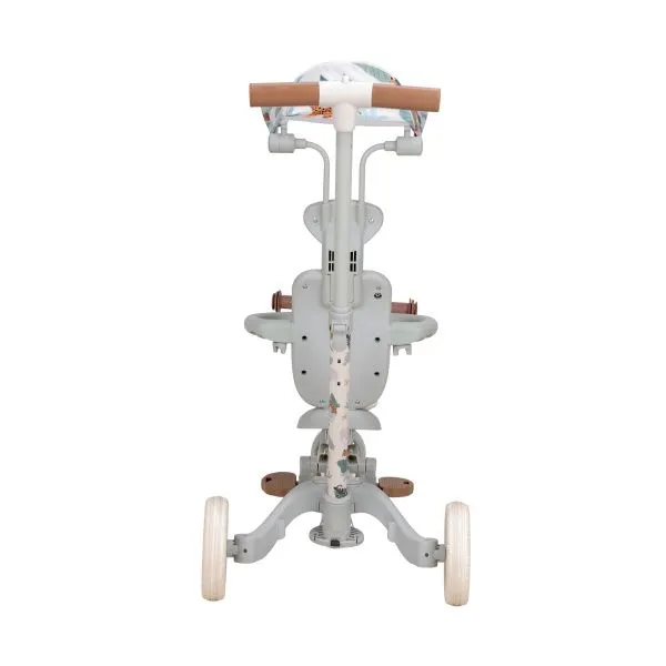 Детский беговел-велосипед 8в1 с крышей и ручкой, бежевый с рисунком - TR008C-BEIGE-PAINT