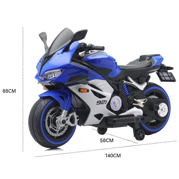 Детский электромотоцикл Ducati (12V, EVA, ручка газа, спидометр) - FT-921-BLUE-WHITE