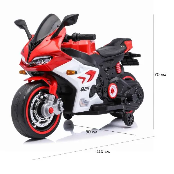 Детский электромотоцикл Ducati (12V, EVA, ручка газа, спидометр) - FT-821-RED-WHITE