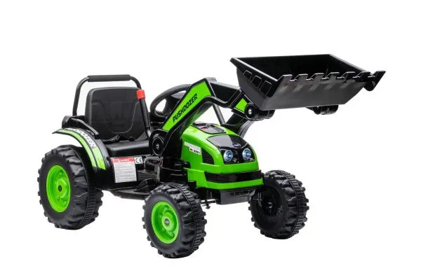Детский электромобиль трактор с ковшом и пультом управления (зеленый, 2WD, EVA) - HL389-LUX-GREEN