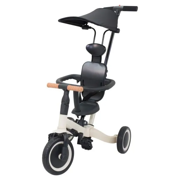 Детский беговел-велосипед 8в1 с крышей и ручкой, бежевый - TR008C-BEIGE