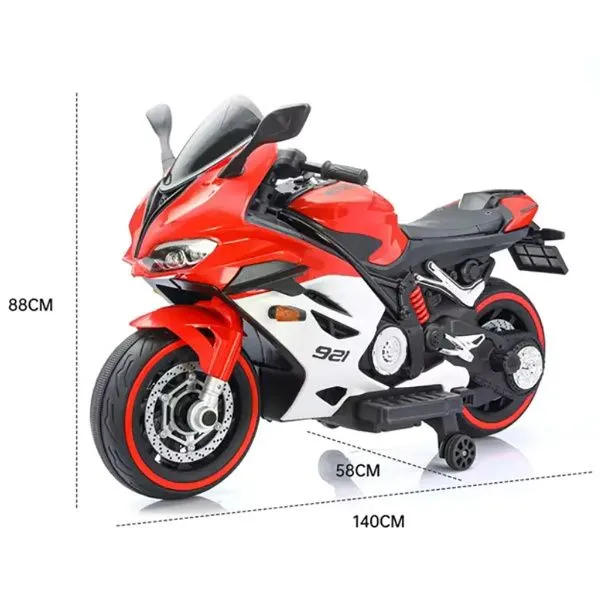 Детский электромотоцикл Ducati (12V, EVA, ручка газа, спидометр) - FT-921-RED-WHITE