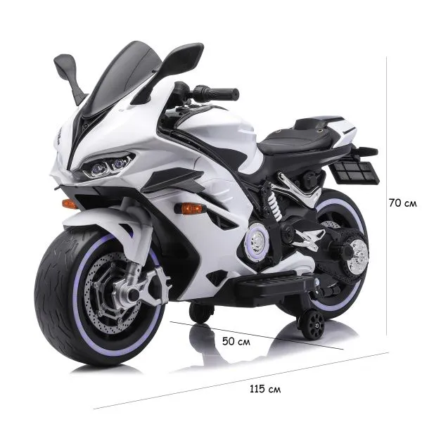 Детский электромотоцикл Ducati (12V, EVA, ручка газа, спидометр) - FT-821-WHITE