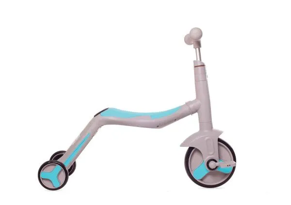 Детский самокат-беговел с музыкой 3в1 (самокат, беговел, велосипед) - FL-868 серо-синий