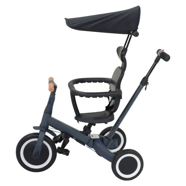 Детский беговел-велосипед 8в1 с крышей и ручкой, темно-серый - TR008C-DARK-GREY