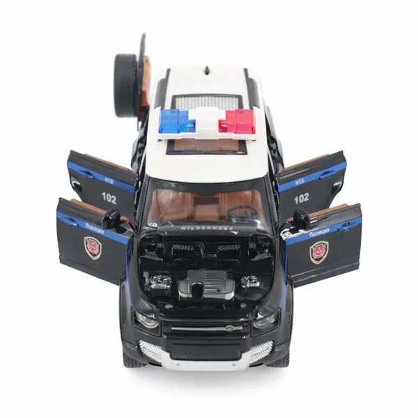 Радиоуправляемая металлическая полицейская машина Land Rover Defender 1:22 - HCL-3610-BLACK