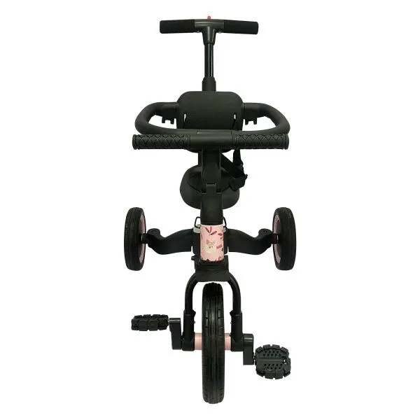 Детский беговел-велосипед 6в1 с родительской ручкой, розовый с рисунком - TR008-PINK-PAINT