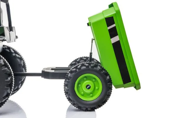 Детский электромобиль трактор с ковшом и прицепом (зеленый, 2WD, EVA) - HL389-LUX-GREEN-TRAILER