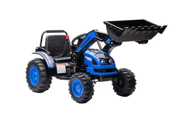 Детский электромобиль трактор с ковшом и пультом управления (синий, 2WD, EVA) - HL389-LUX-BLUE