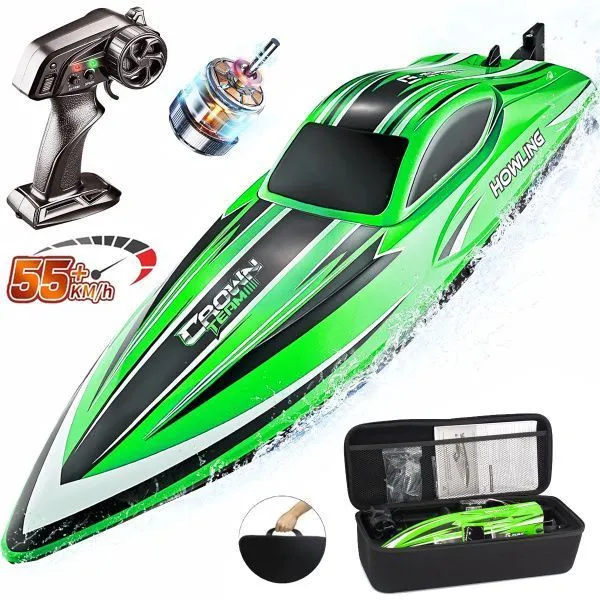 Радиоуправляемый катер Chasing Waves PRO с сумкой (41 см, 55 км/ч, Brushless) - HJ818PRO-GREEN-BAG