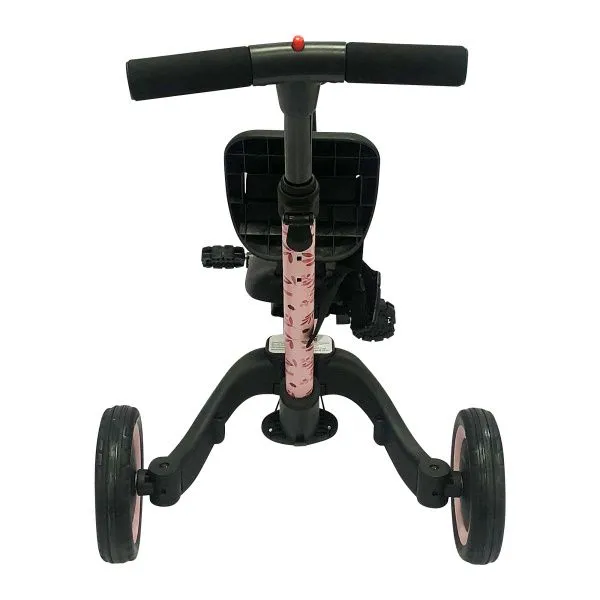 Детский беговел-велосипед 4в1 с родительской ручкой, розовый с рисунком - TR007-PINK-PAINT