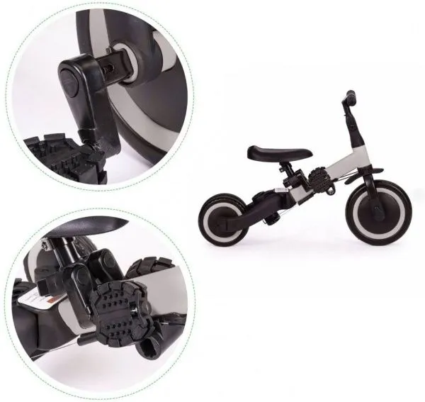 Детский беговел-велосипед 6в1 с родительской ручкой, серый - TR008-GREY