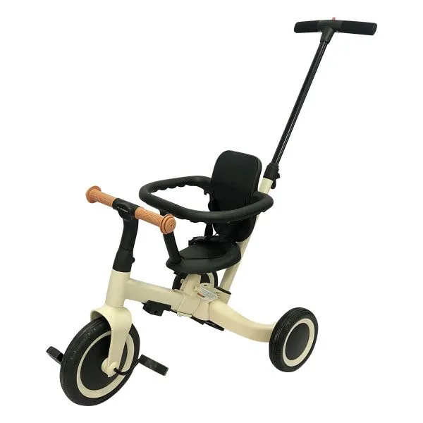 Детский беговел-велосипед 8в1 с крышей и ручкой, бежевый - TR010-BEIGE