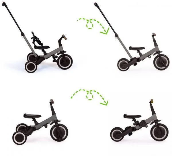 Детский беговел-велосипед 4в1 с родительской ручкой, темно-серый - TR007-DARK-GREY