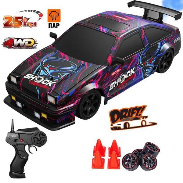 Радиоуправляемая машина для дрифта HB Toyota AE86 (4WD, свет, пар, акб, 1:16) - SC16A15