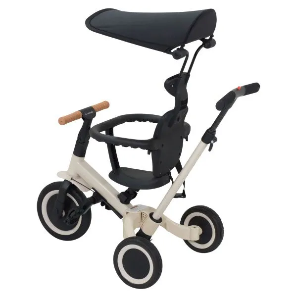 Детский беговел-велосипед 8в1 с крышей и ручкой, бежевый - TR008C-BEIGE