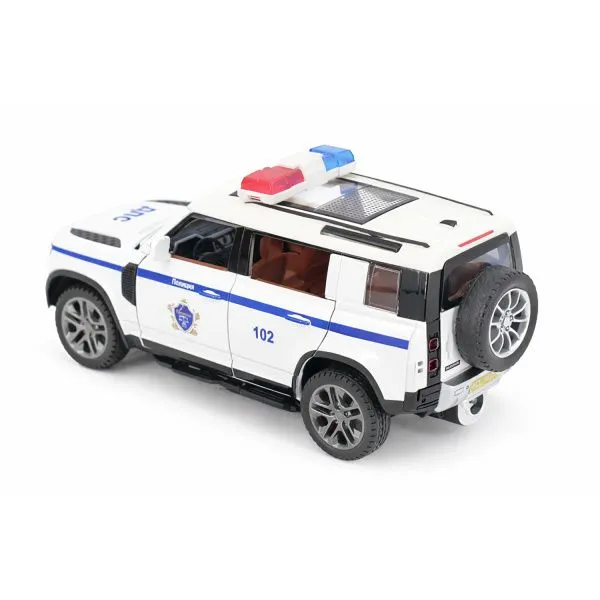 Радиоуправляемая металлическая полицейская машина Land Rover Defender 1:22 - HCL-3610-WHITE