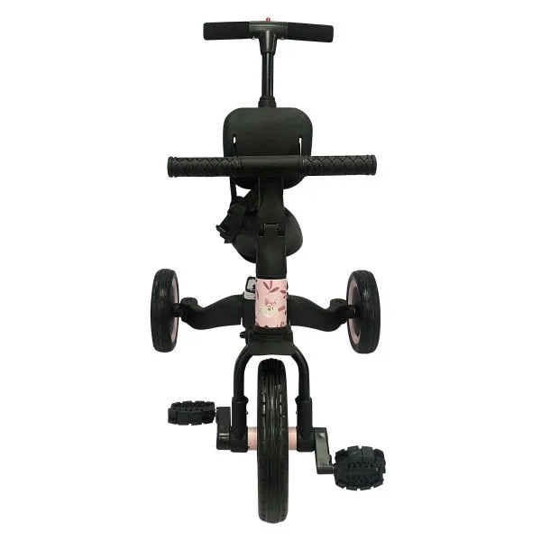 Детский беговел-велосипед 4в1 с родительской ручкой, розовый с рисунком - TR007-PINK-PAINT
