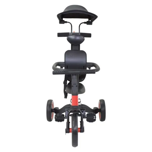 Детский беговел-велосипед 8в1 с крышей и ручкой, красный - TR008C-RED