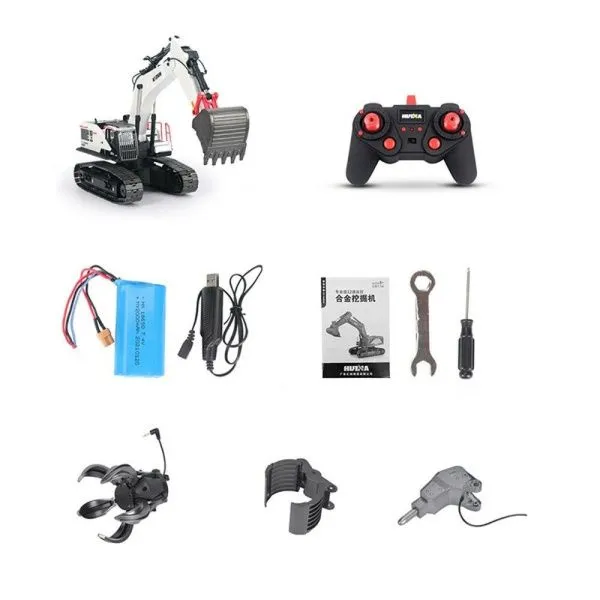 Радиоуправляемый экскаватор белый HUI NA TOYS масштаб 1:14 2.4G - HN1594-WHITE