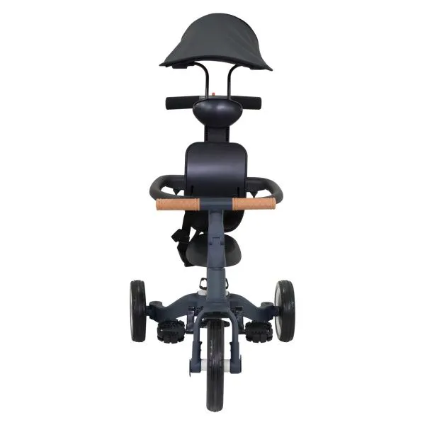 Детский беговел-велосипед 8в1 с крышей и ручкой, темно-серый - TR008C-DARK-GREY