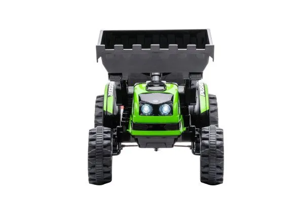 Детский электромобиль трактор с ковшом и пультом управления (зеленый, 2WD, EVA) - HL389-LUX-GREEN