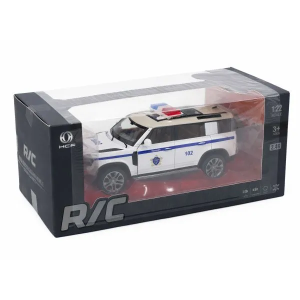 Радиоуправляемая металлическая полицейская машина Land Rover Defender 1:22 - HCL-3610-WHITE