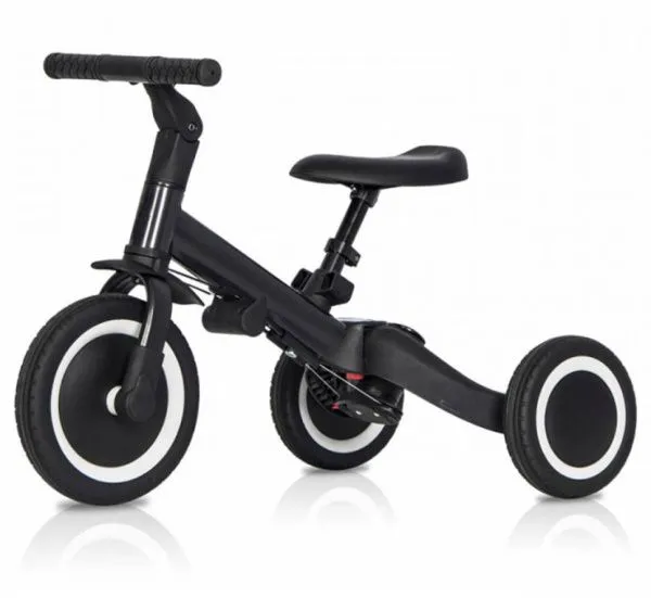 Детский беговел-велосипед 8в1 с крышей и ручкой, черный - TR008C-BLACK
